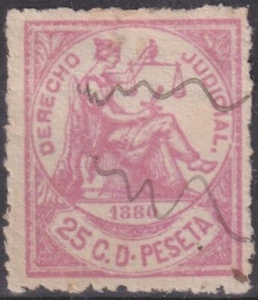 DER-240 PUERTO RICO REVENUE 1880 25c DERECHO JUDICIAL USED. - Picture 1 of 2