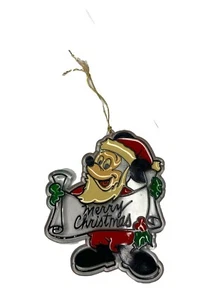 Disney Mickey Mouse Santa Holding Merry Christmas Banner Acrylic Flat Ornament - Picture 1 of 4