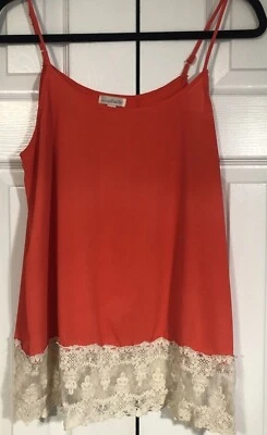 Прелестно Charlie оранжевый слоновой кости кружева шелковистый спагетти ремень рубашка блузка средний - Изображение 1 из 4