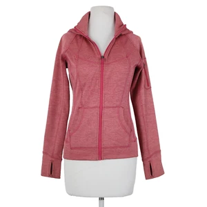 Athleta Sz XS Pink Peach Striped Hooded Full Zip Polyester Nylon Aw Jacket - Picture 1 of 18