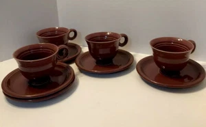 Juego de 4 tazas de café y platillos MIKASA modernos de mediados de siglo rojo arándano LARRY LASLO - Imagen 1 de 8