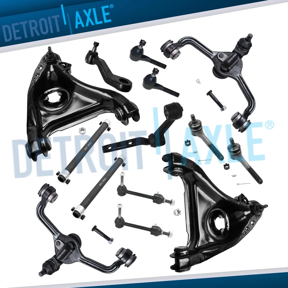 14pc Front Control Arms w/Ball Joint Tierods Idler Pitman for 1998-2002 Town Car - Image 1 of 4