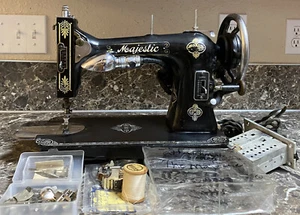 Majestic Branded White Family Rotary Style Sewing Machine w/ Accessories Used - Picture 1 of 11
