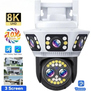 Telecamera WiFi 8K 10X Zoom Tre Schermi Videosorveglianza 16MP Sicurezza-Protezione - Foto 1 di 32