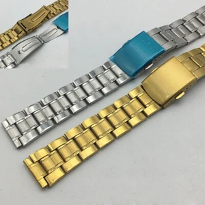 Watch Bracelet Flat Steel Belt Double Click Folding Buckle Stainless Steel - Picture 1 of 10