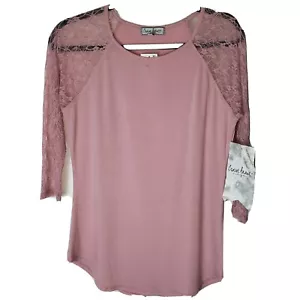 Crave Fame By Almost Famous 3/4 Lace Sleeve Baseball Top Size Juniors XL - Picture 1 of 8