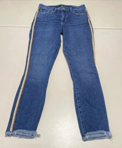 Abercrombie & Fitch Womens Juniors Harper Low Rise Ankle Side Strip Jeans Sz 24 - Picture 1 of 11