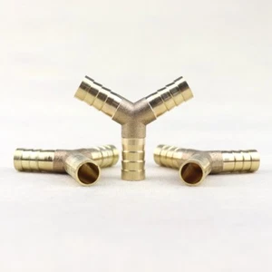 3Pcs 3/8" Y-3 Way Brass Hose Barb Fitting Pipe Tubing Splicer Fuel Water Gas Air - Picture 1 of 4
