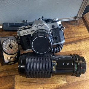 Canon AE-1 Program 35mm W/28mm, 70-210mm, Hoya 52mm Lens Filter Sunpak & Case - Picture 1 of 18