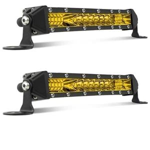2x 7" Led Light bar Offroad Spot Yellow Driving Amber Fog Lamps Trucks ATV UTV - Picture 1 of 11