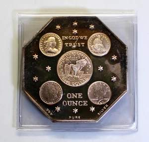 RARE 1776 - 1976 United States Octagonal 1oz 999 FINE Silver Bar/Round Toned - Picture 1 of 4