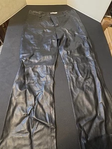 Vintage Hugo Buscati 100% Genuine Black Leather Pantz Women Size 6 Tall - Picture 1 of 8