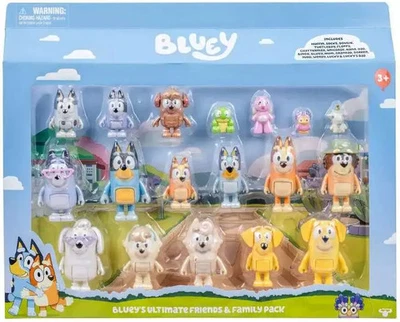 Paquete de figuras de juguete Bluey Ultimate Friends & Family - Incluye 18 figuras