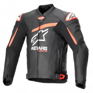 Alpinestars Men's Leather Jacket - GP Plus R V4 AIRFLOW (Black/Red Fluo/White) - Picture 1 of 2