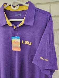 LSU Tigers Men’s Columbia PFG Coaches Polo Shirt Size Large CLG Tech Trail Polo - Picture 1 of 12