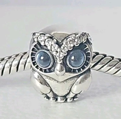 Genuine Pandora Bracelet Charm - Silver Sparkling Owl Charm S925 ALE - Image 1 of 4
