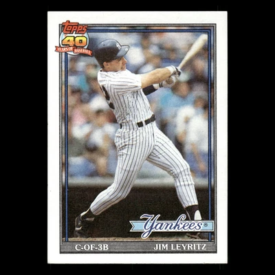 Tarjeta de béisbol Jim Leyritz #202 1991 Topps New York Yankees MLB Foto 1 de 3