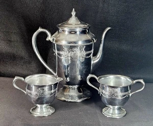 Vintage Mid century LB Chrome Coffee/Tea Set Coffee/Tea Pot And Sugar Cream - Picture 1 of 10