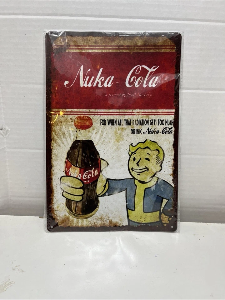 Fallout Nuka Cola Cosplay Prop Metal Sign Poster 12”X 8” - Image 1 of 1