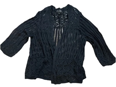 Two Investments Cardigan Sweaters 2XL Women’s Black And White 3/4 Sleeve Sheer - Image 1 of 4