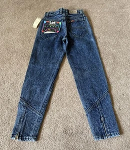 Vintage Lee Riders Girls Denim Jean Size 10 Slim Zip Bottoms NWT - Picture 1 of 8