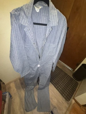 Roebucks Coveralls 44T Mechanic Full Length Long Sleeve Vtg Blue - Image 1 of 2