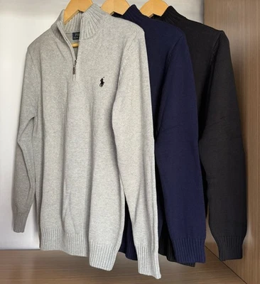 Men's RALPH LAUREN Sweater Knitted Long Sleeve Quarter Zip Jumper - Image 1 of 4