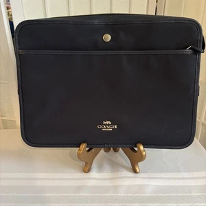 NWOT Coach CK074 Ellis Laptop Sleeve Case Nylon Pebble Leather Color Blue - Picture 1 of 7