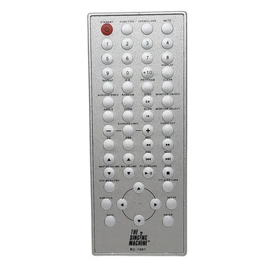 The Singing Machine RC-1001 Karaoke DVD Remote Control Replacement Silver OEM - Image 1 of 4