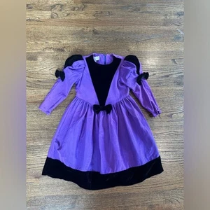 Gunne Sax Jessica McClintock Vtg Girls Dress Sz 6 purple Taffeta Velvet X0903 - Picture 1 of 16