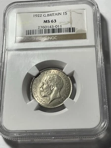 1922 GREAT BRITAIN SHILLING NGC MS63 - Picture 1 of 3
