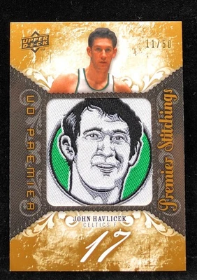 Parche John Havlicek 2008-09 Upper Deck Premier Stitchings dorado #11/50 Celtics Foto 1 de 2