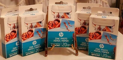 FIVE BOXES HP Zink 2 X 3" Sticky-Backed Paper Sprocket 100 Sheets Total - Image 1 of 4