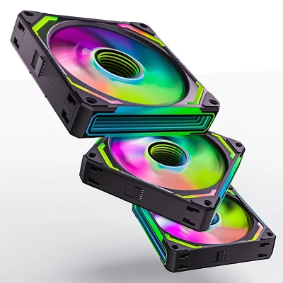 Cosmiq-Black 120Mm PC RGB Fans FDB Computer Case Fans, 5V 3-PIN Connector Daisy  - Image 1 of 4