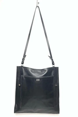 Bolso Bandolera Skagen Denmark Grande Cuero Negro Ultra Delgado Correa Única RARO Foto 1 de 4