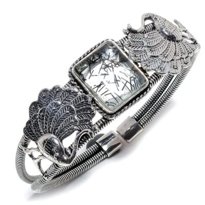 Brazalete de piedras preciosas de cuarzo rutilo negro regalo para fiesta adst. K055 Foto 1 de 4