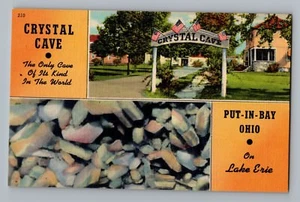 Postal de lino Put In Bay Ohio Crystal Cave Lake Erie Curt Teich 1943 - Imagen 1 de 1