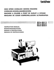 Brother MA4 - B551, EF4-B531 / B511 Overlocker Industrial Machine Owner Manual - Picture 1 of 1
