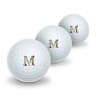 Letter M Floral Monogram Initial Novelty Golf Balls 3 Pack