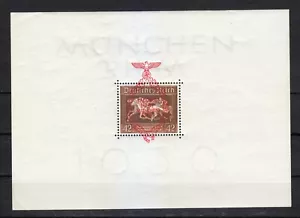 Alemania 1937 MNH Mi Block 10 Sc B105 ""Cinta Marrón"" Carrera de Caballos en Munich ** - Imagen 1 de 2