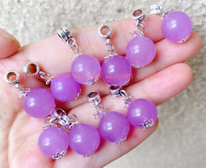 10pcs Violet Jade Gems Stone ball Pendants Chakra Reiki Healing Amulet W07