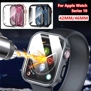 For Apple Watch Series 10 11 42mm 46mm Full Case Tempered Glass Screen Protector - Zdjęcie 1 z 10