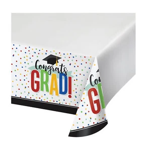 Graduation Party Table Cover Bright Colourful Graduation Paper Tablecloth - Picture 1 of 3