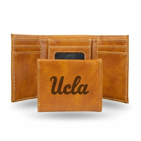 UCLA Bruins Laser Engraved Brown Trifold Wallet Cover