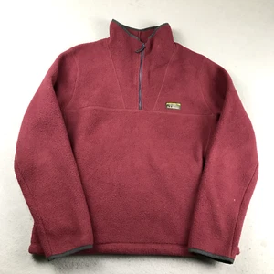 LL Bean Sweatshirt Womens Medium Regular Red 1/4 Zip Fleece Mock Neck Pullover - Picture 1 of 10