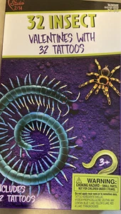 Paper Magic Group 32 Count Insect Valentines with Tattoos Boys Valentine’s Day - Picture 1 of 3