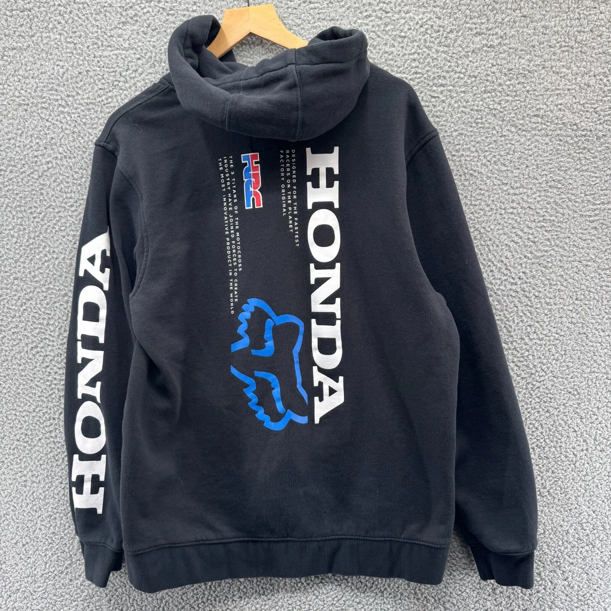 Factory Effex Honda Wing Men's Pullover Hoody - Black/Charcoal Color Block, Screen Print Logo, Size XXL - View #6