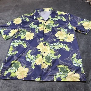 Monterey Club Shirt Mens Extra Large Blue Yellow Floral Button Up Wicking Golf - Picture 1 of 9