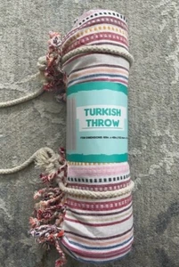 100%COTTON COLORFUL WOVEN TURKISH Throw Blanket 60 inx48 in - Picture 1 of 7
