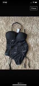 New With Tags And Hygiene Strip Ann Summers PVC And Mesh Bodysuit, Removable Sus - Picture 1 of 6